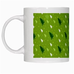 Green Christmas Tree Background White Mugs