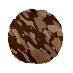 Background For Scrapbooking Or Other Beige And Brown Camouflage Patterns Standard 15  Premium Flano Round Cushions
