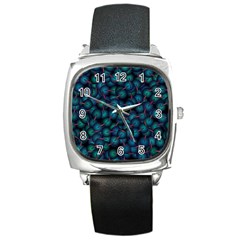 Background Abstract Textile Design Square Metal Watch by Nexatart