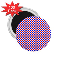 Blue Red Checkered 2 25  Magnets (100 Pack)  by Nexatart