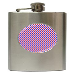 Blue Red Checkered Hip Flask (6 Oz) by Nexatart