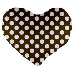 Brown Polkadot Background Large 19  Premium Flano Heart Shape Cushions