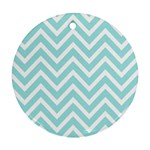 Chevrons Zigzags Pattern Blue Ornament (Round)