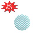 Chevrons Zigzags Pattern Blue 1  Mini Magnets (100 pack) 