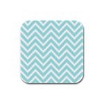 Chevrons Zigzags Pattern Blue Rubber Square Coaster (4 pack) 