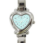 Chevrons Zigzags Pattern Blue Heart Italian Charm Watch