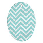 Chevrons Zigzags Pattern Blue Oval Ornament (Two Sides)