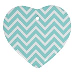 Chevrons Zigzags Pattern Blue Heart Ornament (Two Sides)