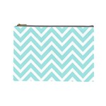 Chevrons Zigzags Pattern Blue Cosmetic Bag (Large) 