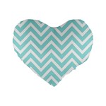 Chevrons Zigzags Pattern Blue Standard 16  Premium Heart Shape Cushions