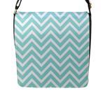 Chevrons Zigzags Pattern Blue Flap Messenger Bag (L) 