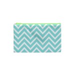 Chevrons Zigzags Pattern Blue Cosmetic Bag (XS)