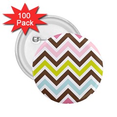 Chevrons Stripes Colors Background 2 25  Buttons (100 Pack)  by Nexatart