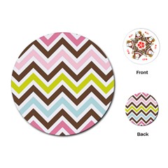 Chevrons Stripes Colors Background Playing Cards (round) 