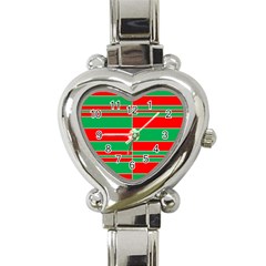 Christmas Colors Red Green Heart Italian Charm Watch by Nexatart