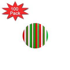 Christmas Holiday Stripes Red Green,white 1  Mini Magnets (100 Pack)  by Nexatart