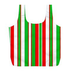 Christmas Holiday Stripes Red Green,white Full Print Recycle Bags (l) 