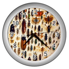 Insect Collection Wall Clocks (silver)  by Nexatart