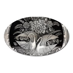 Swans Floral Pattern Vintage Oval Magnet by Nexatart