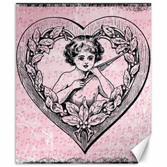 Heart Drawing Angel Vintage Canvas 8  X 10 