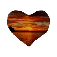 Sunset Sea Afterglow Boot Standard 16  Premium Flano Heart Shape Cushions