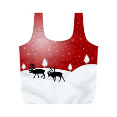 Reindeer In Snow Full Print Recycle Bags (m) 