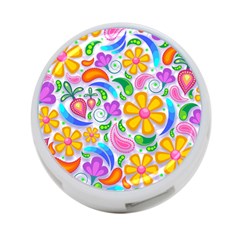 Floral Paisley Background Flower 4-port Usb Hub (two Sides)  by Nexatart