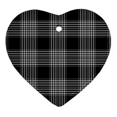 Plaid Checks Background Black Ornament (heart) by Nexatart