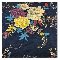 Deep Blue Vintage Flowers Large Satin Scarf (square) by Brittlevirginclothing