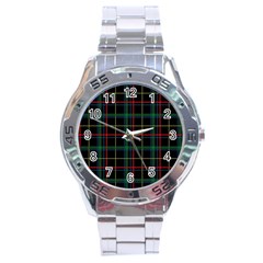 Plaid Tartan Checks Pattern Stainless Steel Analogue Watch