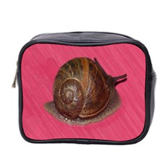 Snail Pink Background Mini Toiletries Bag 2-side by Nexatart