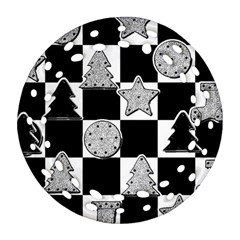 Xmas Checker Round Filigree Ornament (two Sides)