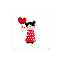 Girl In Love Square Magnet by Valentinaart
