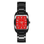 Geometric Circles Seamless Pattern Stainless Steel Barrel Watch