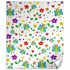 Cute Butterflies And Flowers Pattern Canvas 8  X 10  by Valentinaart