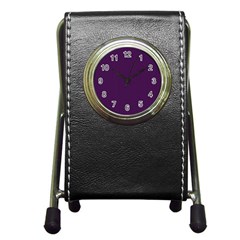 Purple Texture Pen Holder Desk Clocks by Valentinaart