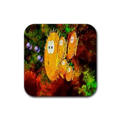 Abstract Fish Artwork Digital Art Rubber Square Coaster (4 Pack) 