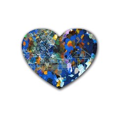 Abstract Farm Digital Art Heart Coaster (4 Pack)  by Nexatart
