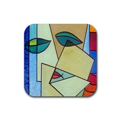 Abstract Art Face Rubber Coaster (square) 