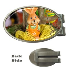 Easter Hare Easter Bunny Money Clips (oval)  by Nexatart