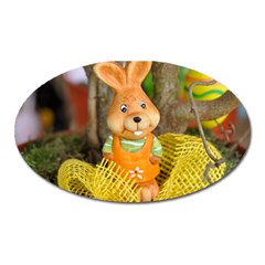 Easter Hare Easter Bunny Oval Magnet by Nexatart
