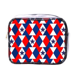 Patriotic Red White Blue 3d Stars Mini Toiletries Bags