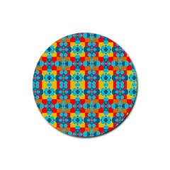 Pop Art Abstract Design Pattern Rubber Round Coaster (4 Pack) 