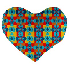 Pop Art Abstract Design Pattern Large 19  Premium Heart Shape Cushions