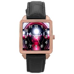 Red 3d  Computer Work Rose Gold Leather Watch  by Nexatart