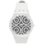 Pattern Tile Seamless Design Round Plastic Sport Watch (M)