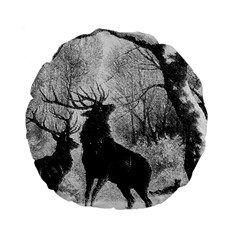 Stag Deer Forest Winter Christmas Standard 15  Premium Flano Round Cushions by Amaryn4rt