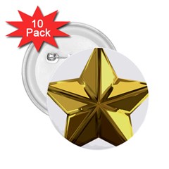 Stars Gold Color Transparency 2 25  Buttons (10 Pack) 