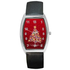 Colorful Christmas Tree Barrel Style Metal Watch