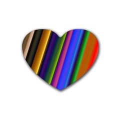 Strip Colorful Pipes Books Color Heart Coaster (4 Pack)  by Nexatart